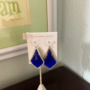 Kendra Scott Silver Alexandra Statement Earrings cobalt blue cat's eye #KSER